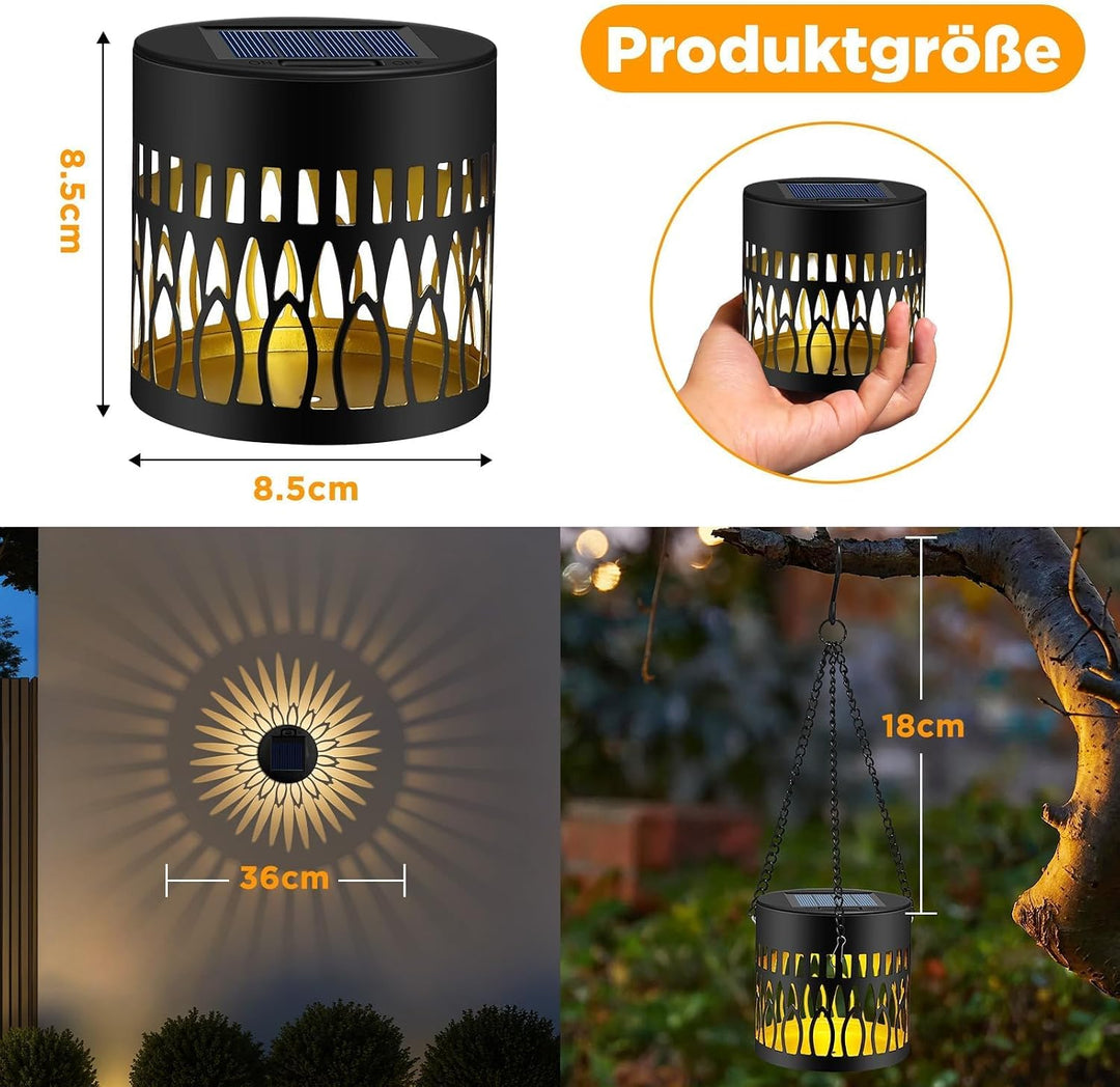 FLSEPAMB 2 Stück Solarlaterne für Aussen, Auto Solarlampen für Aussen Wand | Warmweisse Strahlkraft