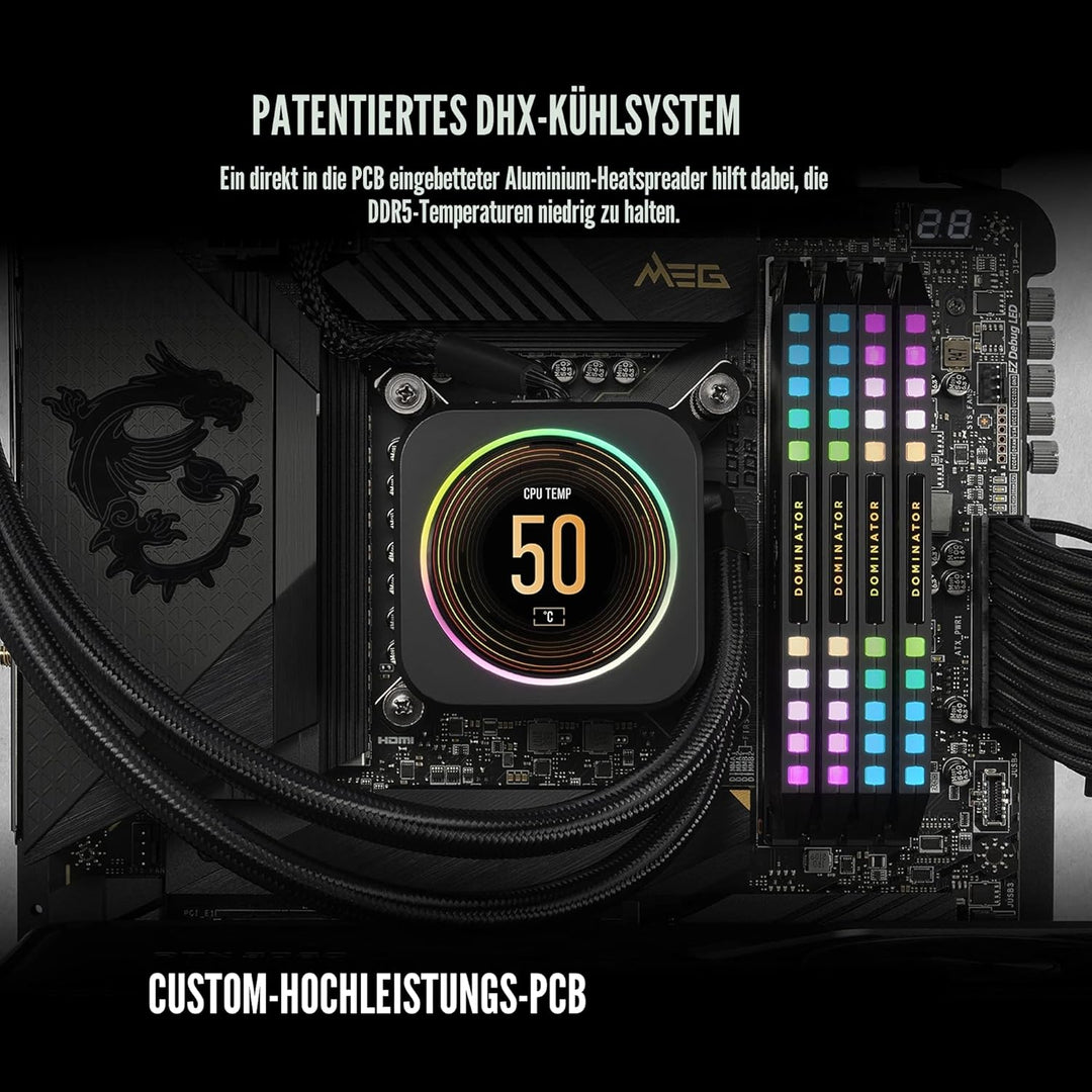 Corsair DOMINATOR PLATINUM RGB DDR5 RAM 64GB (4x16GB) 6200MHz CL32 Intel XMP iCUE Kompatibel Compute