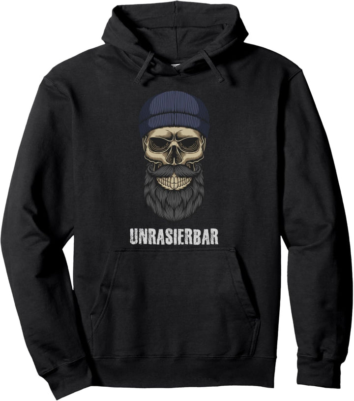 Unrasierbar Geschenk Mann Bart lustig Beard Skull Totenkopf Pullover Hoodie