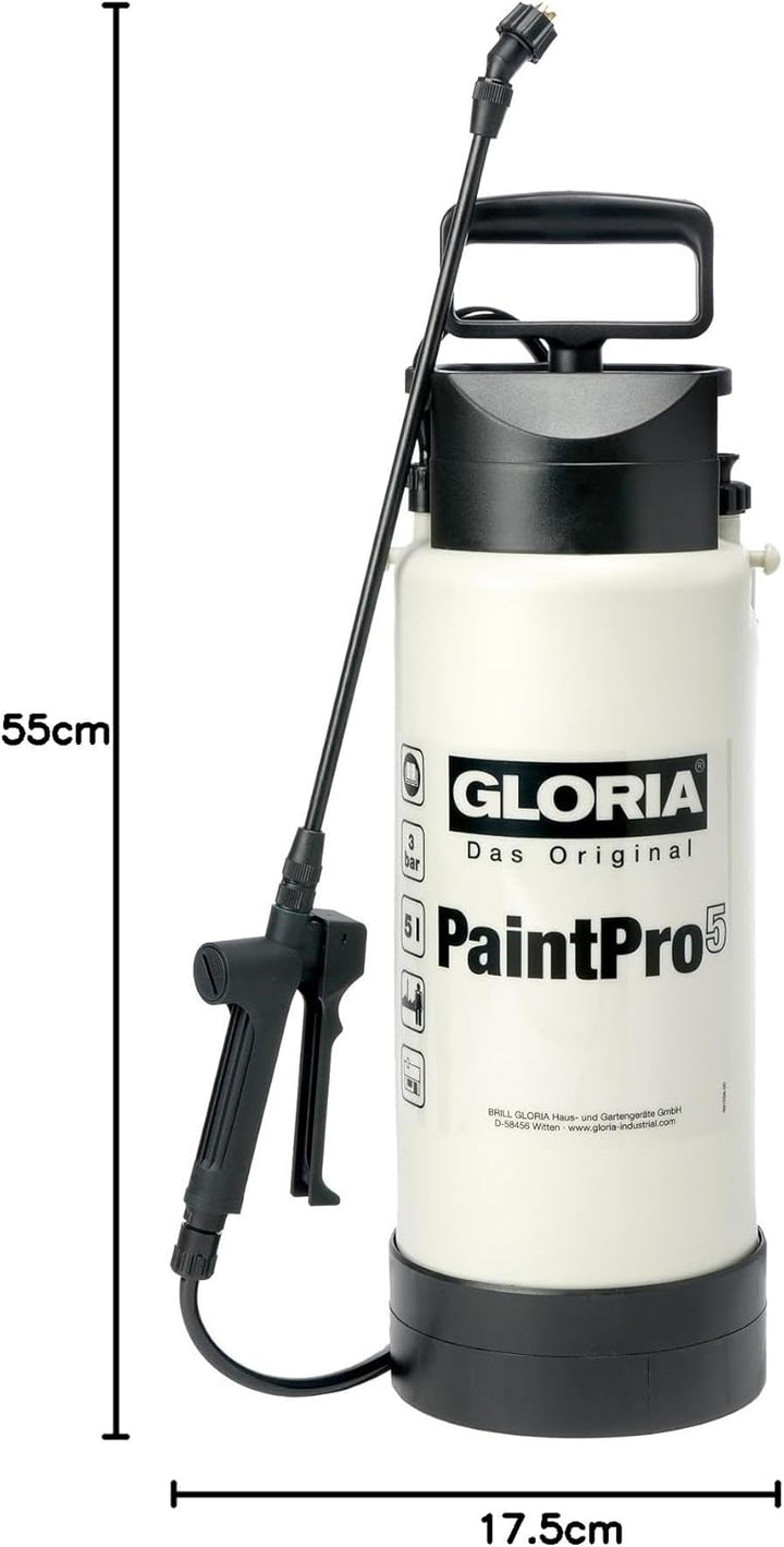GLORIA Spezial-Drucksprüher PaintPro 5 | 5 L Profi-Farbsprüher/Ölsprüher | auch für Lasuren, Lacke |