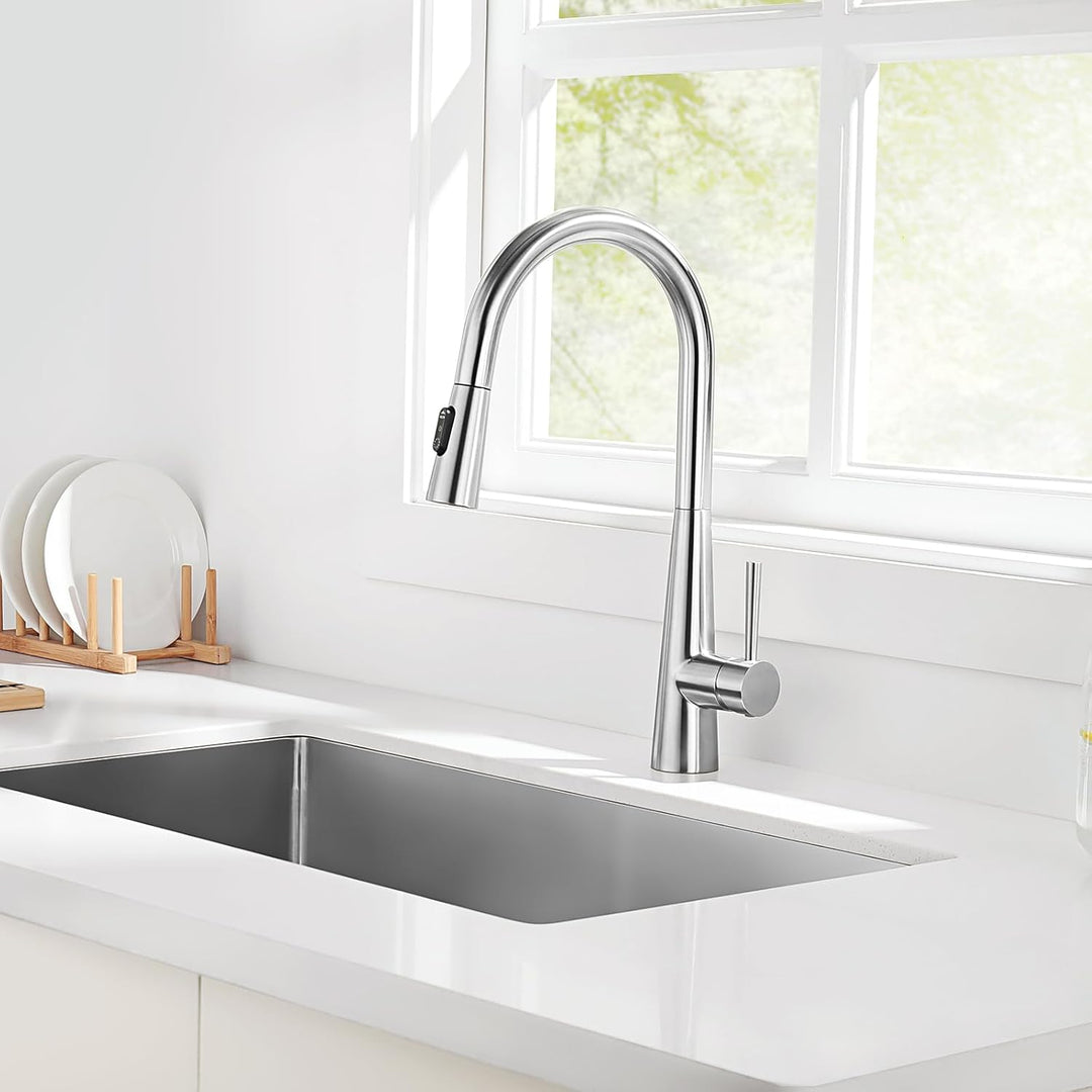 CECIPA Wasserhahn Küche, Küchenarmatur mit Brause Ausziehbar, Mischbatterie Küche mit 3 Strahlarten,