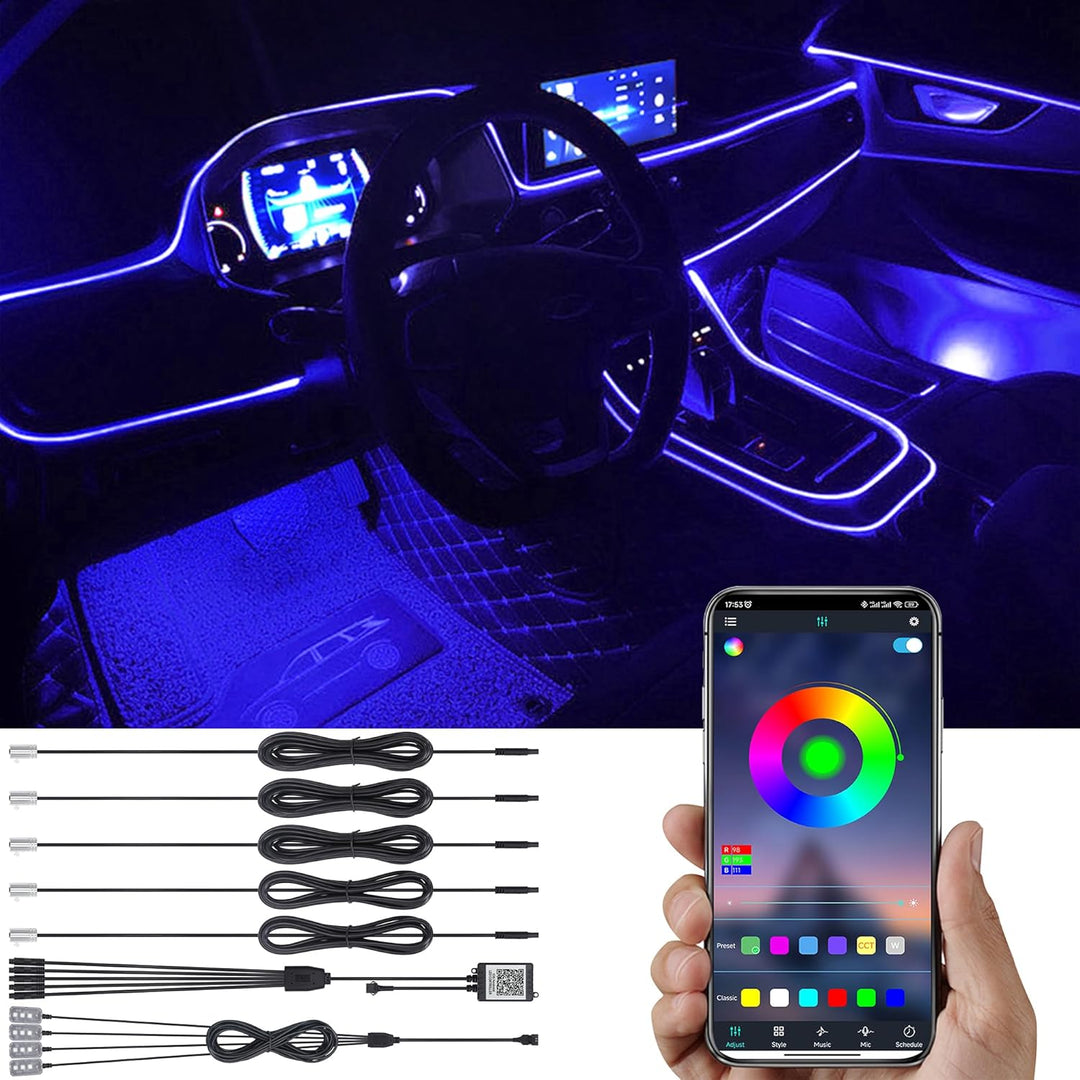 TABEN Auto Umgebungslicht APP Steuerung Dekorative Licht Lampe DIY Refit Flexibles Glasfaserrohr 64