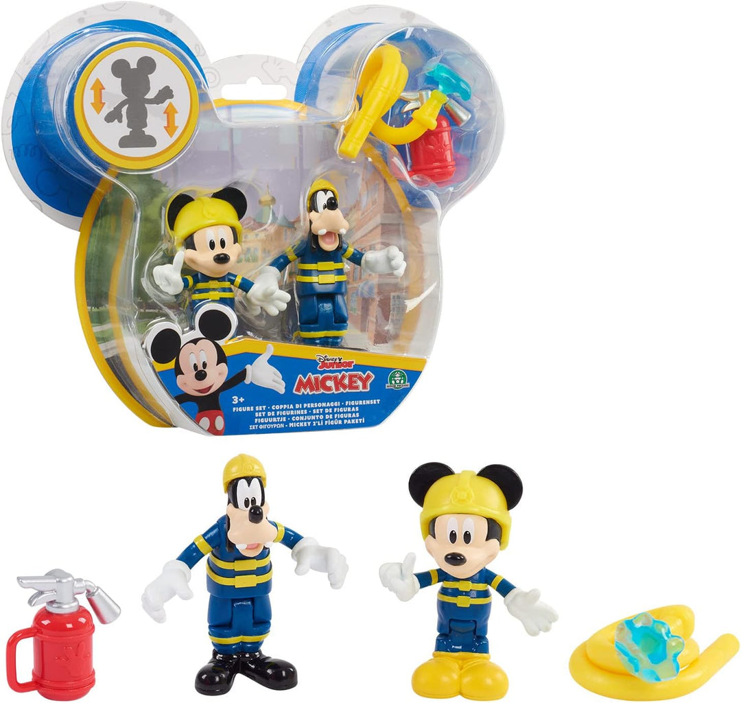 Mickey, 2 Figuren mit Gelenken, 7,5 cm, mit Zubehör, Feuerwehr Spielzeug für Kinder ab 3 Jahren, McC