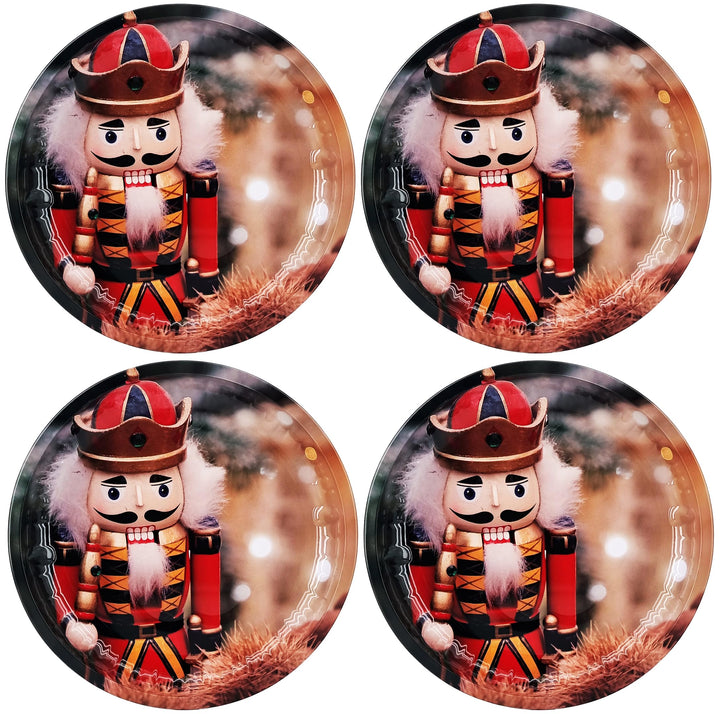 My-goodbuy24 Weihnachtsteller aus Metall - 4 Stück - Weihnachts- oder Nikolaus-Teller mit verschiede