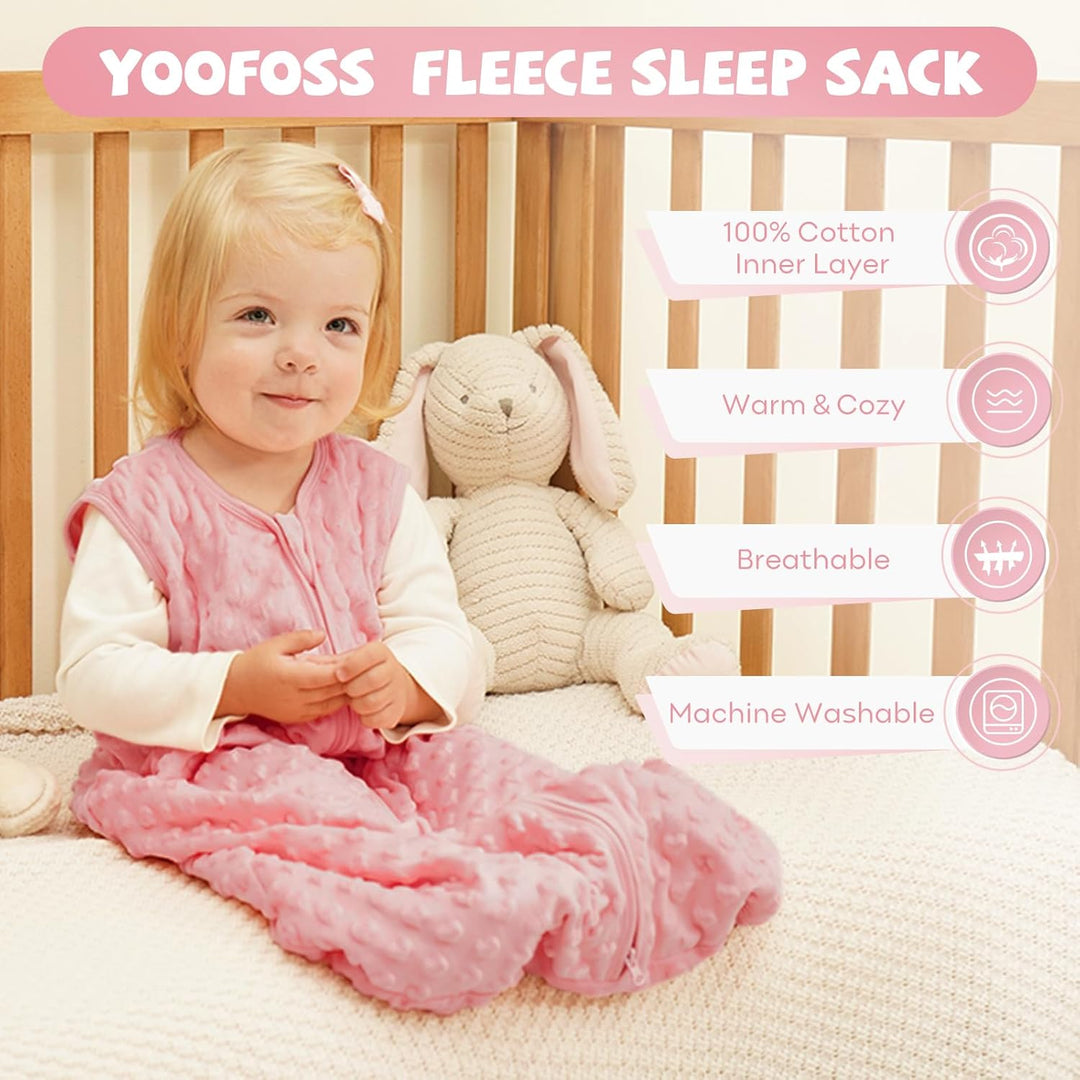 Yoofoss Schlafsack Baby Winter 1.5 Tog - 2er Pack 67cm/0-6 Monate Winterschlafsack Herbst Babyschlaf