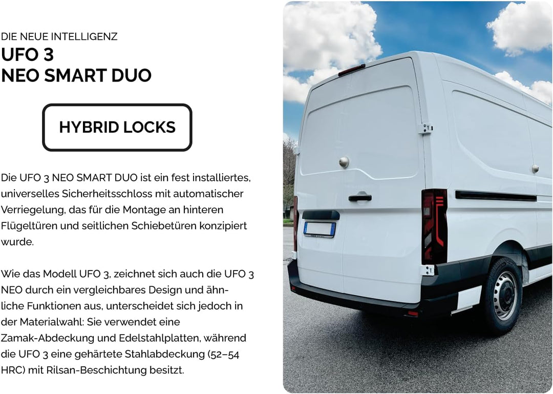 UFO MERONI SERRATURE - Ufo3 Smart Duo Sicherheitsschloss Transporter, Einbruchschutz Wohnmobil für L