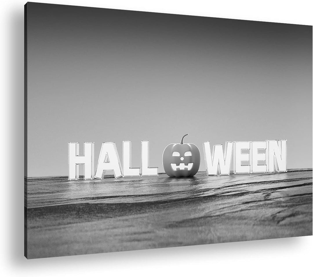 deyoli Halloween Logo Format: 100x70 Effekt: Schwarz&Weiss als Leinwandbild, Motiv fertig gerahmt au