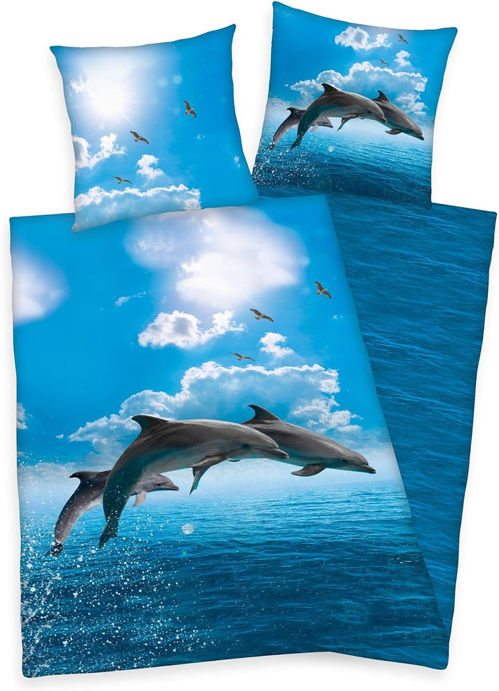Klaus Herding GmbH Delphin Bettwäsche Set Delfin 2tlg. 135x200 cm 100% Baumwolle