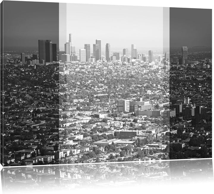 Los Angeles Metropolitan Area schwarz/weiss Format: 100x70 auf Leinwand, XXL riesige Bilder fertig g