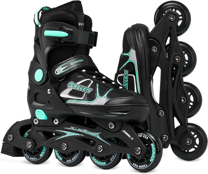 RAVEN Inline Skates Inliner für Kinder und Erwachsene OPTIONAL 2in1 mit Schlittschuhen verstellbar S
