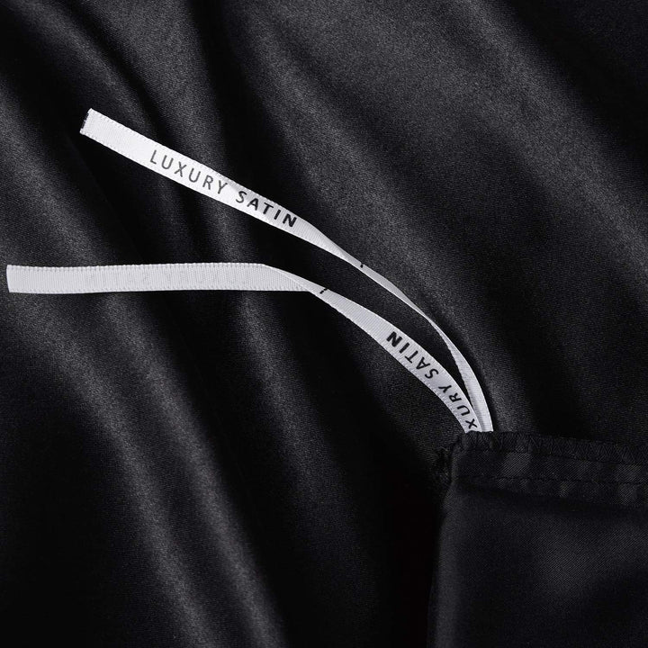 Boqingzhu Satin Bettwäsche 135x200cm Schwarz Uni Glatt Luxus Seide Glanzsatin Bettwäsche Set Bettbez