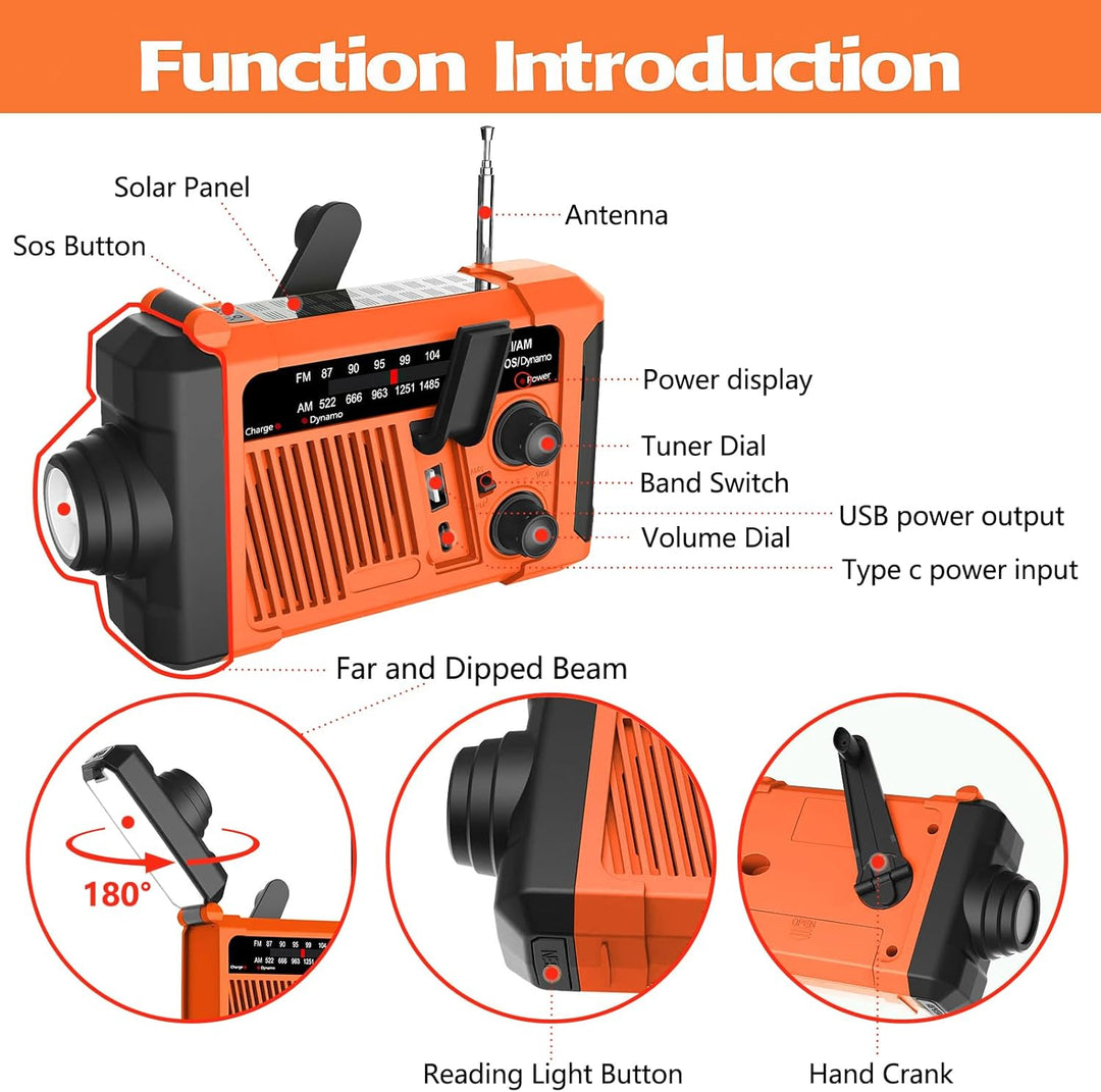 Bingxue Outdoor Radio wasserdicht Bluetooth Lautsprecher, LED Licht und Hand Kurbel Solar für Outdoo