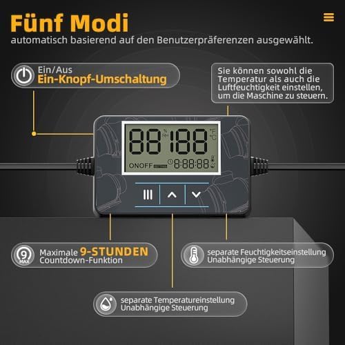 100mm Rohrventilator mit Fernbedienung, Timer Temperatur - und Feuchtigkeitsregler, Leise Rohrlüfter