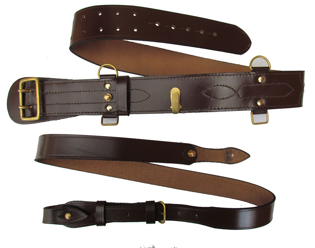 Sam Browne Gürtel + Schultergurt, braunes Leder mit Messing, Uniform-Zubehör R145 46, 46