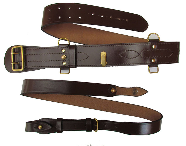 Sam Browne Gürtel + Schultergurt, braunes Leder mit Messing, Uniform-Zubehör R145 46, 46