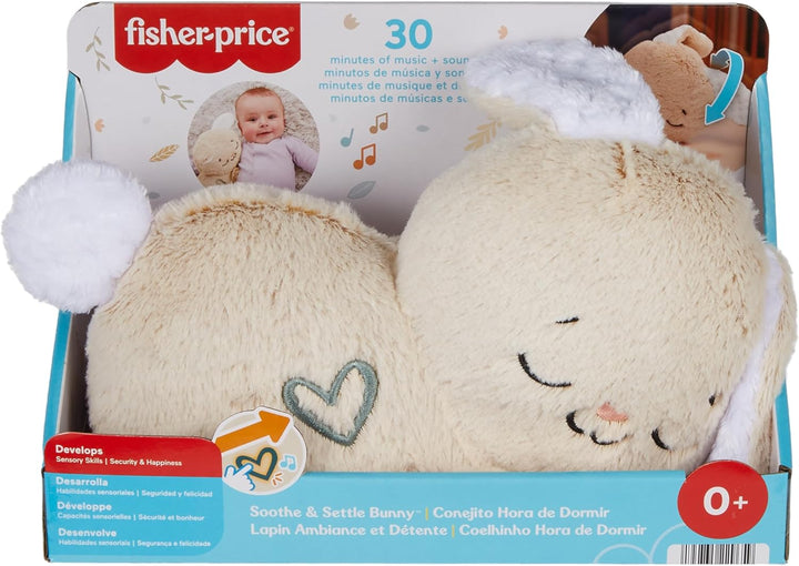 Fisher-Price Schlummer Häschen - tragbares Plüschspielzeug mit Musik und Licht für Neugeborene, Baby