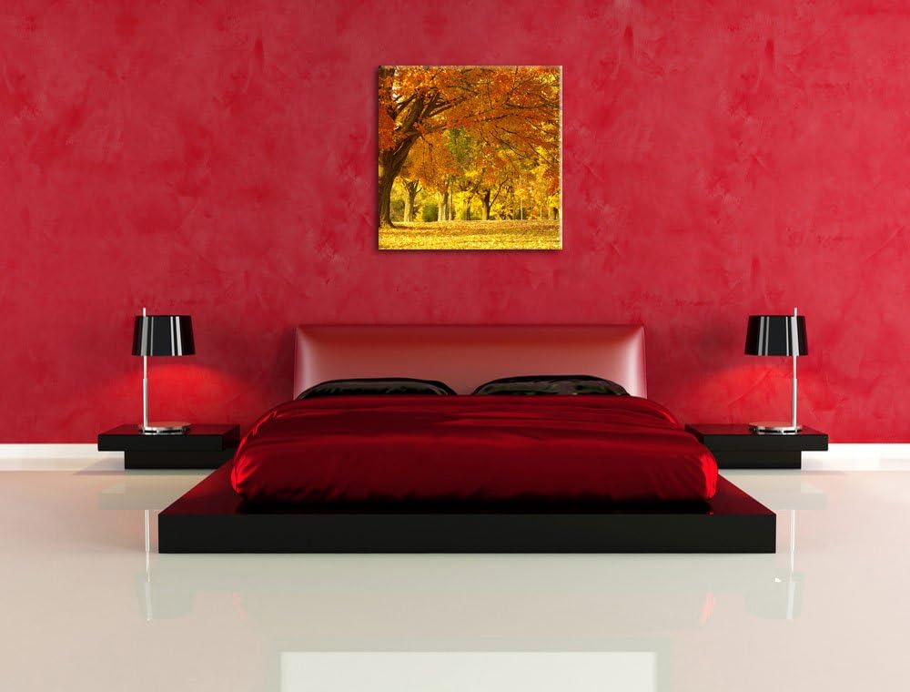 schöne Herbstlandschaft, Format: 70x70 auf Leinwand, XXL riesige Bilder fertig gerahmt mit Keilrahme