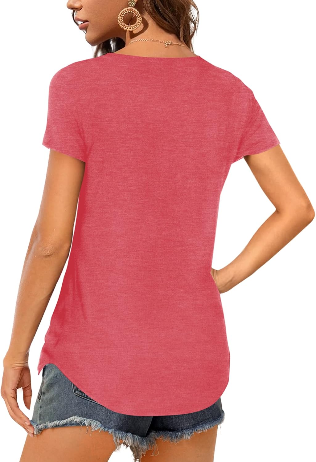 Florboom Tunika Damen Langarm/Kurzarm V Ausschnitt Oberteil Shirts Basic Casual Longshirt XXL Ab-ros