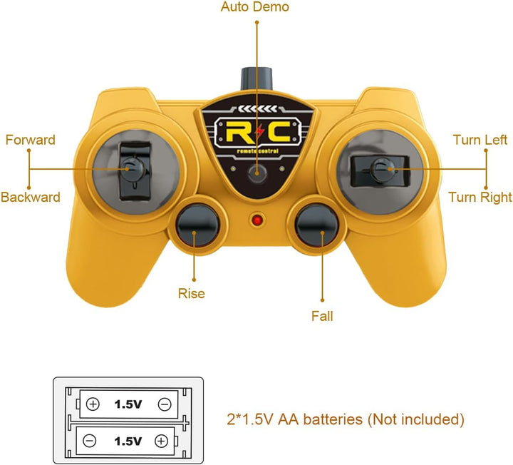 Remote Control Crane Truck Toy for Boys - RC Crane Truck with Light & Sound, 6 Channel Construction