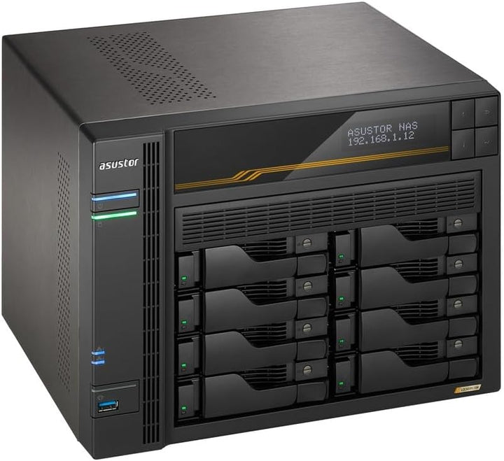 Asustor Lockerstor 8 Gen3 AS6808T 8 Bay NAS Netzwerkspeicher, AMD Ryzen Quad-Core 2.3 GHz, 16GB RAM
