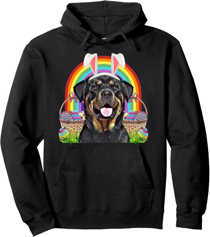 Rottweiler Hund Osterhase Eiersuche Pullover Hoodie