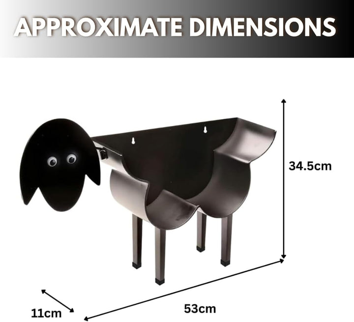 HomeZone®, Toilettenpapierhalter aus Metall, Schaf-Design, für bis zu 7 Rollen, Schwarz