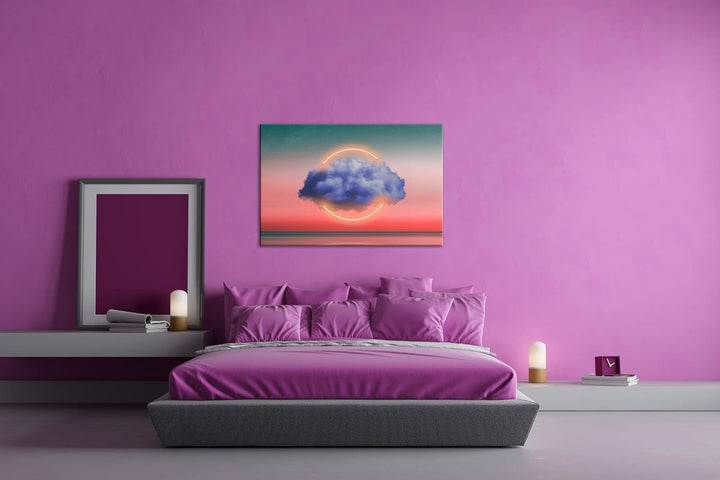 deyoli Kreis Wolken Logo Format: 80x60 als Leinwandbild, Motiv fertig gerahmt auf Echtholzrahmen, Ho