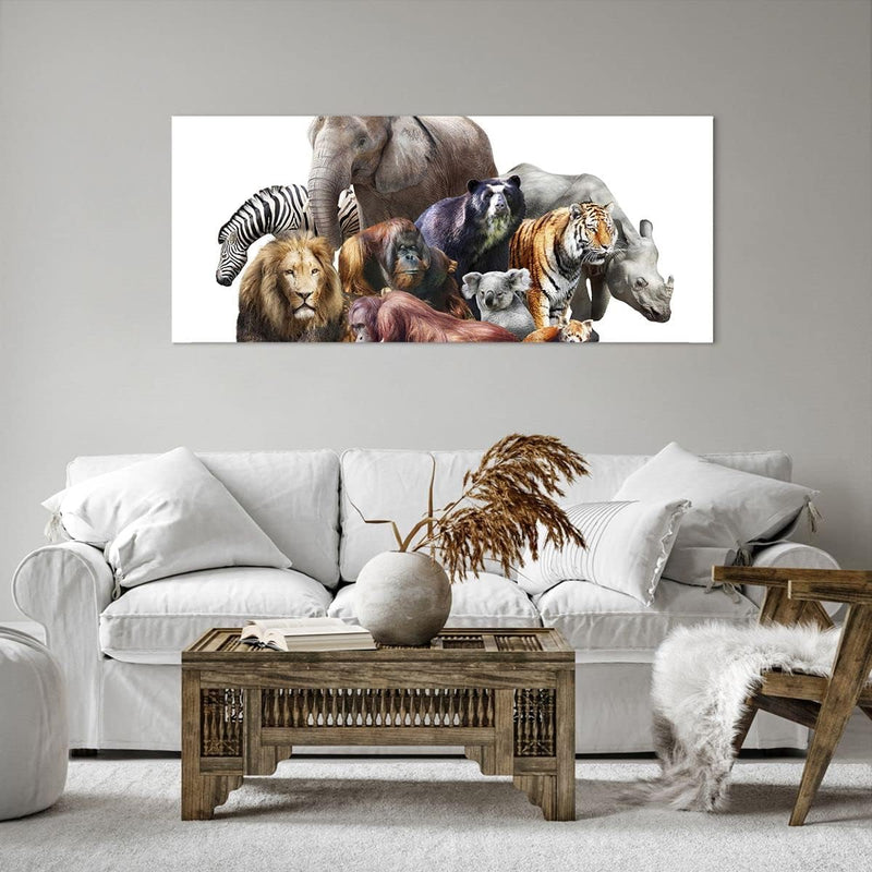 Wandbilder Dekoration Wohnzimmer Tiere Koala Löwe Affe Panorama Bilder auf Leinwand 120x50cm Leinwan