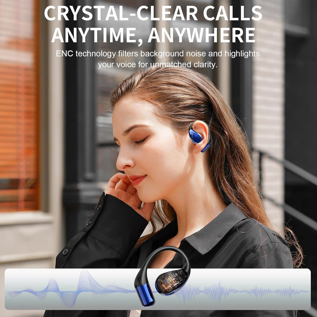Open Ear Kopfhörer Bluetooth 6.0 mit HD Mic, Kopfhörer Kabellos Bluetooth HiFi Stereo mit Ohrhaken,