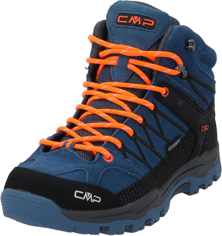 CMP Kids Rigel Mid Trekking Wp Walking Shoe, Dusty Blue Flash Orange, 28 EU