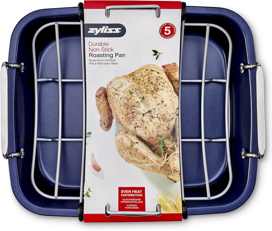Zyliss E980206 Bratform für Braten, Antihaftbeschichtung, Carbonstahl, Dunkelblau, Backform/Backform