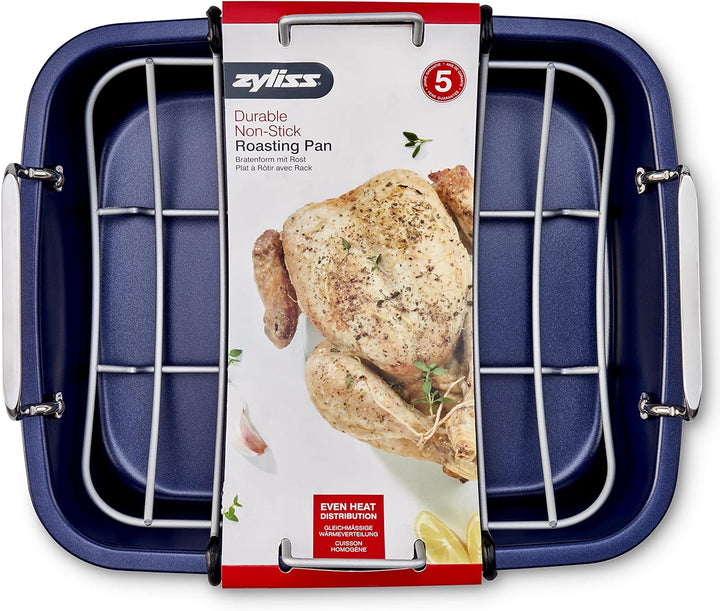 Zyliss E980206 Bratform für Braten, Antihaftbeschichtung, Carbonstahl, Dunkelblau, Backform/Backform