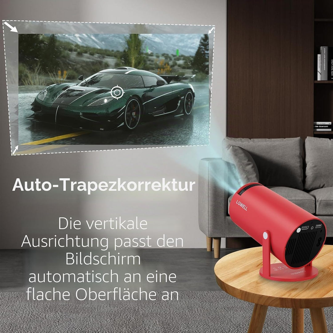 LQWELL® Beamer, Mini Projektor, unterstützt WiFi 5G, BT5.0 mit 11.0 Android OS, Automatische Trapezk