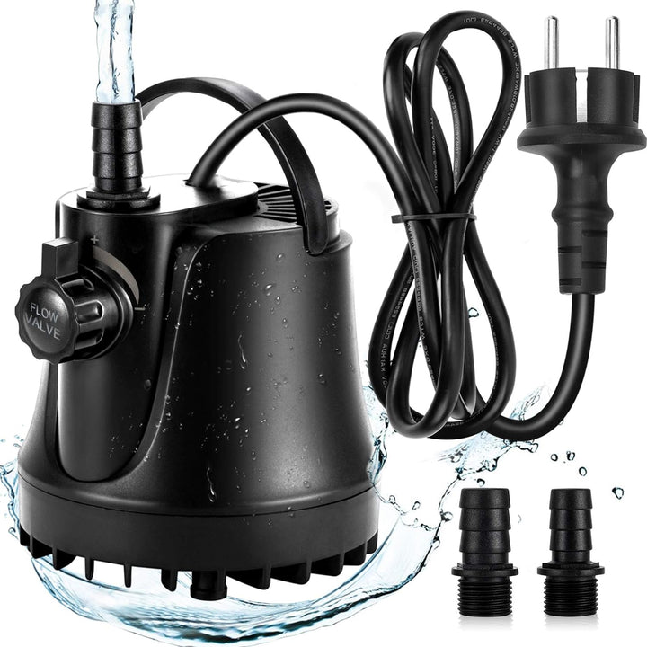 AQQA Aquarium Pumpe,3000L/H Ultraleise Wasserpumpe klein Tauchpumpe, 9.8Ft High Lift Springbrunnenpu