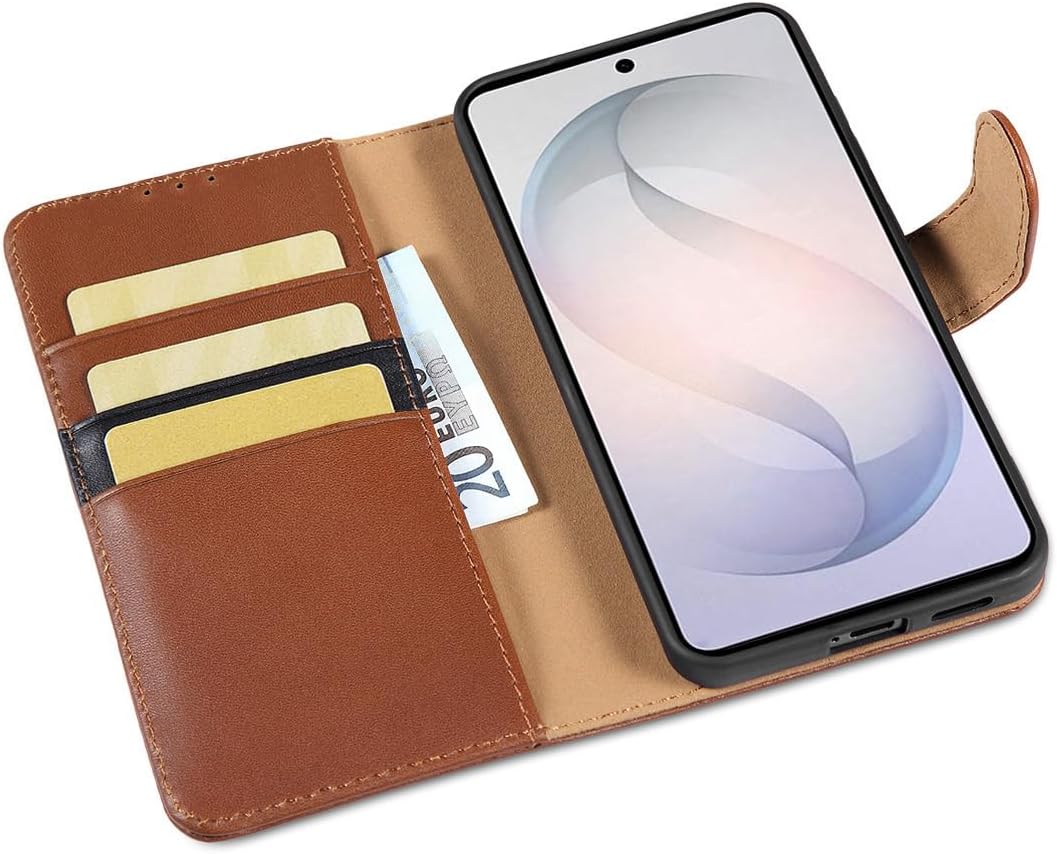 LENSUN Hülle für Samsung Galaxy S26 Echtleder, Handyhülle [Premium Echtes Leder][Standfunktion][RFID