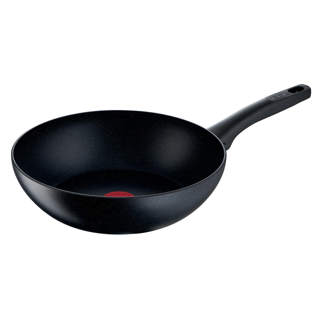 Tefal G28119 Black Stone Wokpfanne 28 cm | Mineralia+ Antihaftversiegelung | sicher | Thermo-Signal