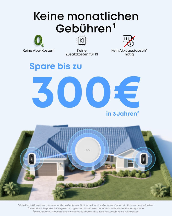 eufy Security eufyCam C35 4-Kamera-Set – Kabellose Überwachungskamera aussen & innen, magnetische Ha