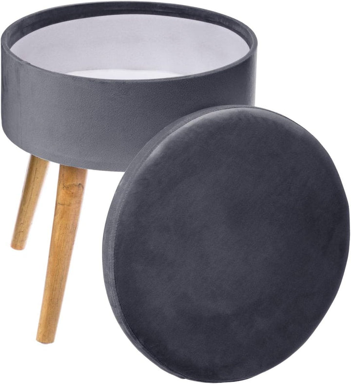 Truhenhocker Tess grau aus Samt - Dunkelgrau - Atmosphera créateur d'intérieur D. 36 x H. 44 cm Einf