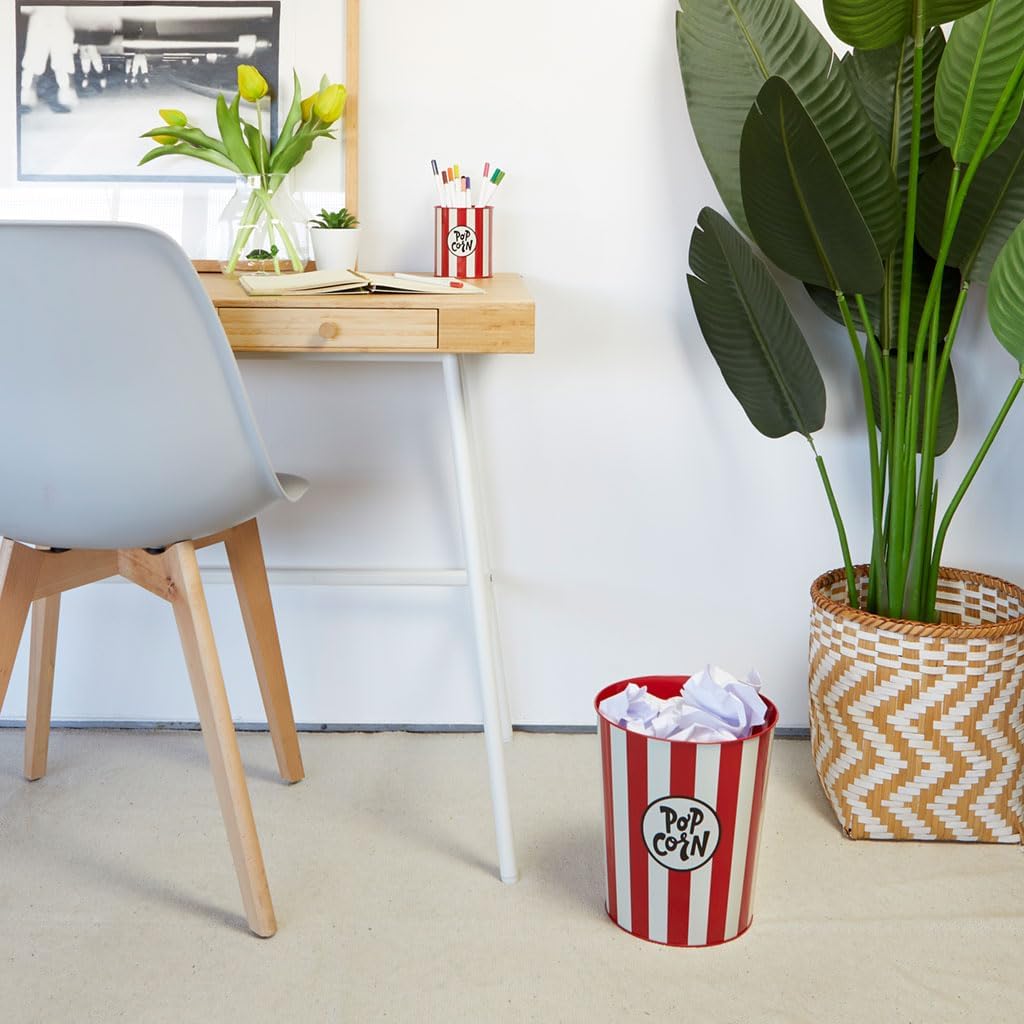 balvi Abfalleimer Popcorn Farbe Rot und Beige Bei dem die zerknüllten Papiere wie Popcorn aussehen A