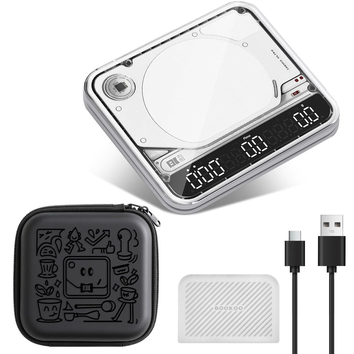 BOOKOO Kaffeewaage mit Timer &amp; Schutzhülle Bundle
