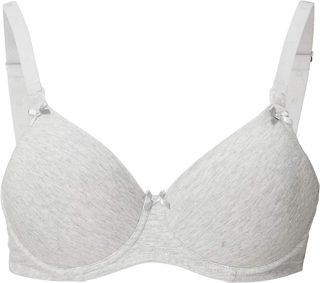 Noppies Damen Cotton Comfort Nursing Bra Umstands BH, Grey Melange, 90E EU