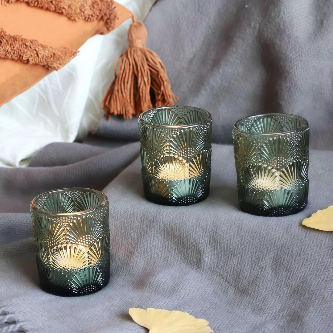 Grün Teelichthalter Glas mit 12, Grüner Teelichtgläser Vintage für die Tischdekoration bei Hochzeits