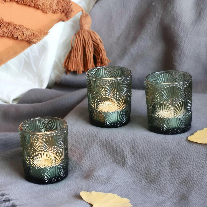 Grün Teelichthalter Glas mit 12, Grüner Teelichtgläser Vintage für die Tischdekoration bei Hochzeits