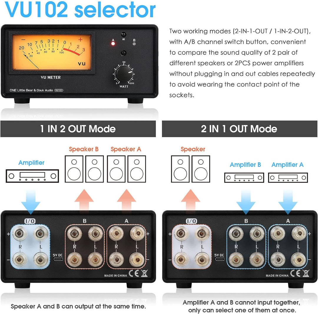 2-Wege Audio Selektor Verstärker/Lautsprecher Umschalter Switcher Box Splitter