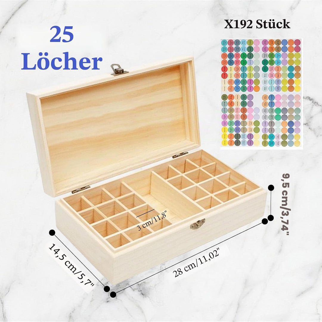 Ätherische Öle Aufbewahrung, Box für Ätherische Öle, 25 Löcher Ätherisches Öl Box Aus Holz, mit Kost