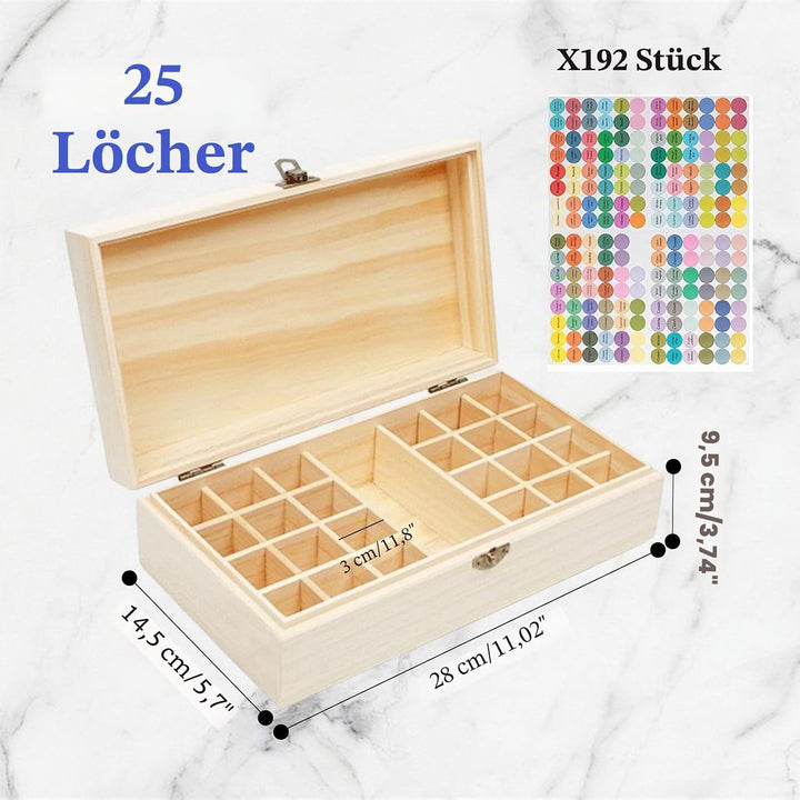 Ätherische Öle Aufbewahrung, Box für Ätherische Öle, 25 Löcher Ätherisches Öl Box Aus Holz, mit Kost