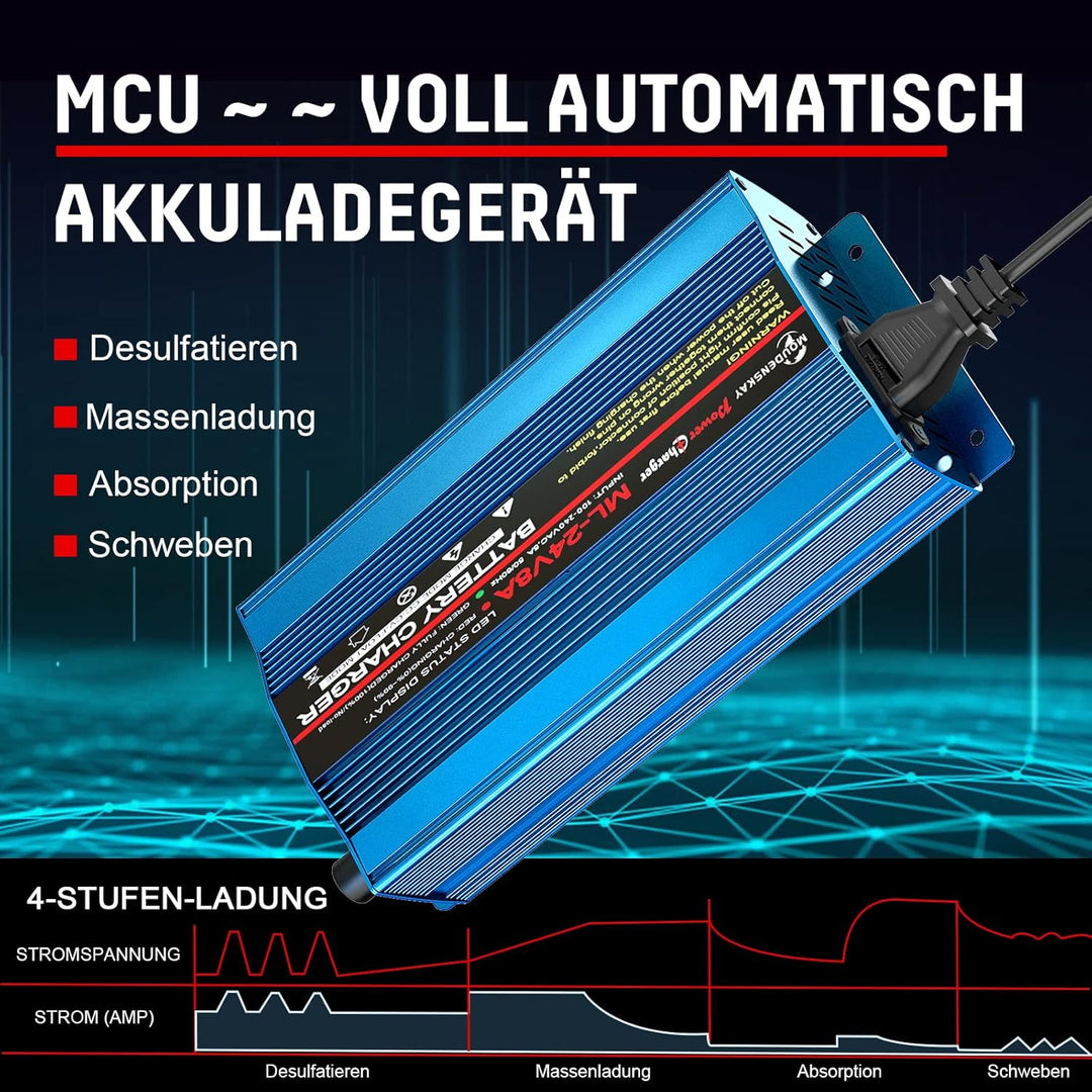 24V 8Amp Smart Automatic Battery Charger,Batterieladegerät Automotive Mit XLR-Anschluss für Roller R