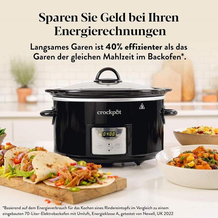Crockpot Digitaler Schongarer | 3,5 L (3 bis 4 Personen) | Programmierbarer Countdown-Timer | EU-Ste
