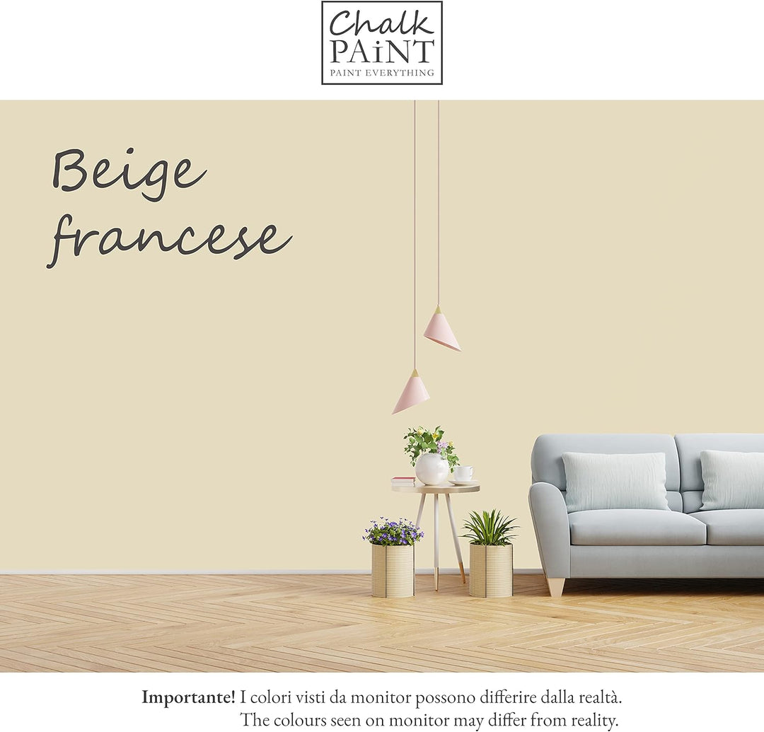 Chalk Paint Everything® Beige Francese Kreidefarbe Wasserbasis für Alle Oberflächen einfach zu verar