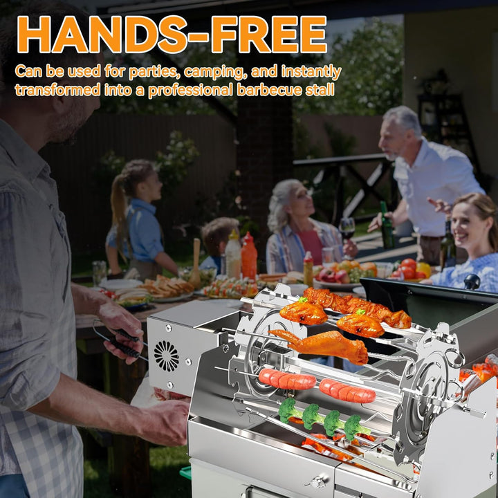 BBQ automatische rotierende Rollgrillspiesse (Plug-in-Version) mit Typ-C-Ladeanschluss